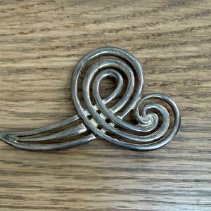 Silver Swirl vintage retro Brooch
